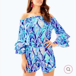 Lilly Pulitzer Vibrant Blue and Purple Calla Romper